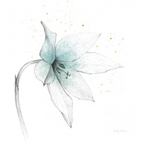 Teal Graphite Flower VIII -Paper Art-26"x26"