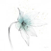 Teal Graphite Flower VIII -Paper Art-38"x38"