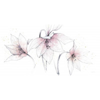 Pink Graphite Floral Trio -Paper Art-74"x38"