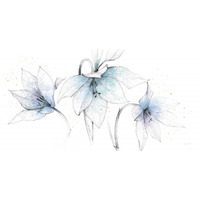 Blue Graphite Floral Trio -Paper Art-50"x26"
