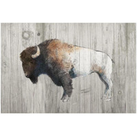 Colorful Bison Dark Brown on Wood -Paper Art-26"x18"
