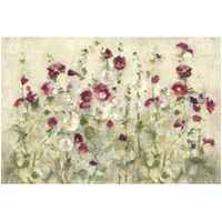 Hollyhocks Row Cool -Paper Art-32"x22"
