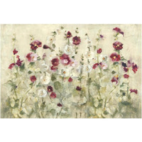 Hollyhocks Row Cool -Paper Art-50"x34"