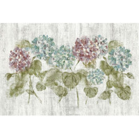 Vibrant Row of Hydrangea on Wood -Paper Art-38"x26"