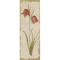 Red Tulip Panel on White Vintage -Paper Art-26"x74"