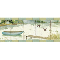 Lakeside Dock -Paper Art-32"x14"
