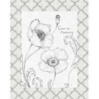 Blossom Sketches Words I Border -Paper Art-24"x30"