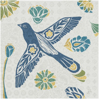 Nordic Woodcut Bird IIIF -Paper Art-32"x32"
