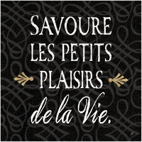 Inspirational Collage II French on Black -Paper Art-20"x20"