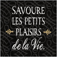 Inspirational Collage II French on Black -Paper Art-26"x26"