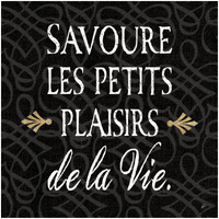 Inspirational Collage II French on Black -Paper Art-32"x32"