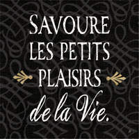 Inspirational Collage II French on Black -Paper Art-38"x38"