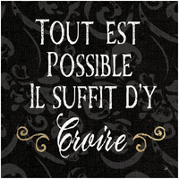 Inspirational Collage IV French on Black -Paper Art-32"x32"