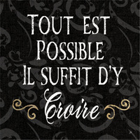 Inspirational Collage IV French on Black -Paper Art-38"x38"