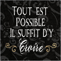 Inspirational Collage IV French on Black -Paper Art-42"x42"