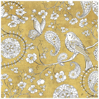 Color my World Bird Paisley I Gold -Paper Art-42"x42"