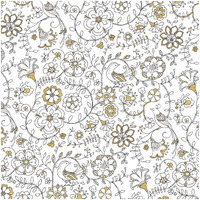 Color my World Birds Suzanis Pattern Gold -Paper Art-32"x32"