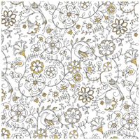 Color my World Birds Suzanis Pattern Gold -Paper Art-42"x42"
