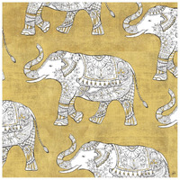 Color my World Elephant Pattern Gold -Paper Art-26"x26"