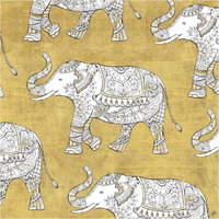 Color my World Elephant Pattern Gold -Paper Art-38"x38"