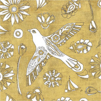 Color my World Nordic Woodcut I Gold -Paper Art-38"x38"