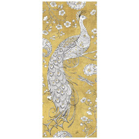 Color my World Ornate Peacock II Gold -Paper Art-18"x42"