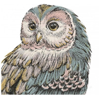 Beautiful Owls I Pastel Crop -Paper Art-26"x26"