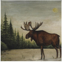 North Woods Moose II -Paper Art-20"x20"