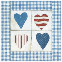 Americana Hearts II -Paper Art-20"x20"