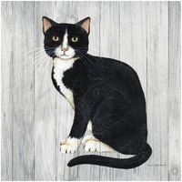 Country Kitty I on Wood -Paper Art-26"x26"