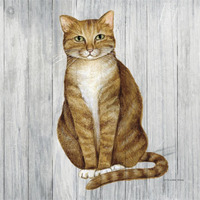 Country Kitty II on Wood -Paper Art-38"x38"