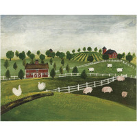 A Day at the Farm I Bright -Paper Art-18"x14"