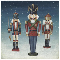 Soldier Nutcrackers Snow -Paper Art-26"x26"