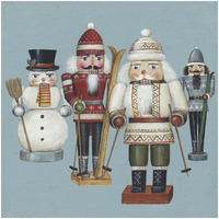 Skier Nutcrackers -Paper Art-32"x32"