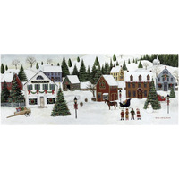 Christmas Valley Village Crop -Paper Art-62"x26"