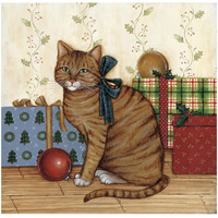 Christmas Kitty II -Paper Art-32"x32"