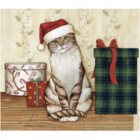 Christmas Kitty III -Paper Art-18"x16.08"