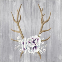 Antlers and Poppies I Sq -Paper Art-20"x20"