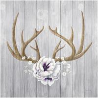 Antlers and Poppies II Sq -Paper Art-20"x20"