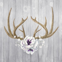 Antlers and Poppies II Sq -Paper Art-38"x38"