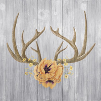 Antlers and Poppies II Sq Spice -Paper Art-38"x38"