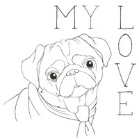Puppy Love Pug -Paper Art-32"x32"