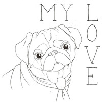 Puppy Love Pug -Paper Art-38"x38"