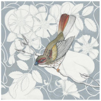 Arts and Crafts Birds II Tone on Tone -Paper Art-26"x26"