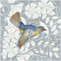 Arts and Crafts Birds III Tone on Tone -Paper Art-32"x32"