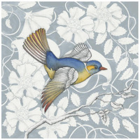 Arts and Crafts Birds III Tone on Tone -Paper Art-42"x42"