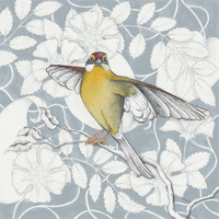 Arts and Crafts Birds IV Tone on Tone -Paper Art-38"x38"