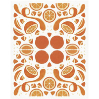 Retro Orange Otomi -Paper Art-18"x22"