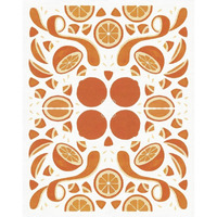 Retro Orange Otomi -Paper Art-24"x30"