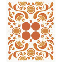 Retro Orange Otomi -Paper Art-30"x37"